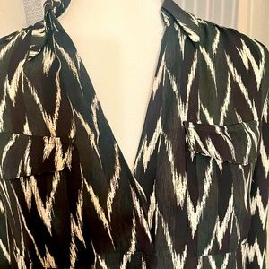 Ann Taylor dark green and black patterned top
